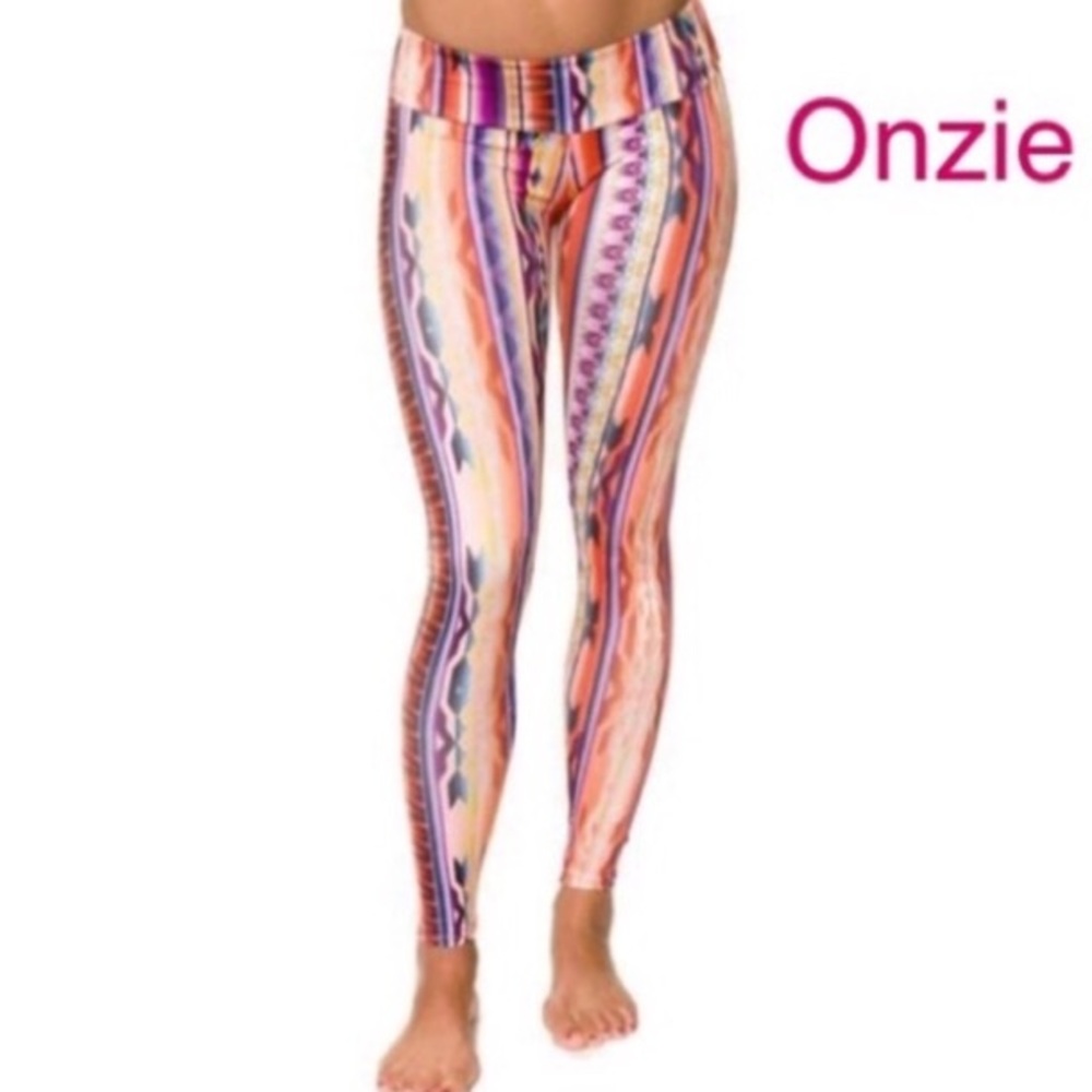 Onzie hot yoga long leggings Aztec Mexicali print